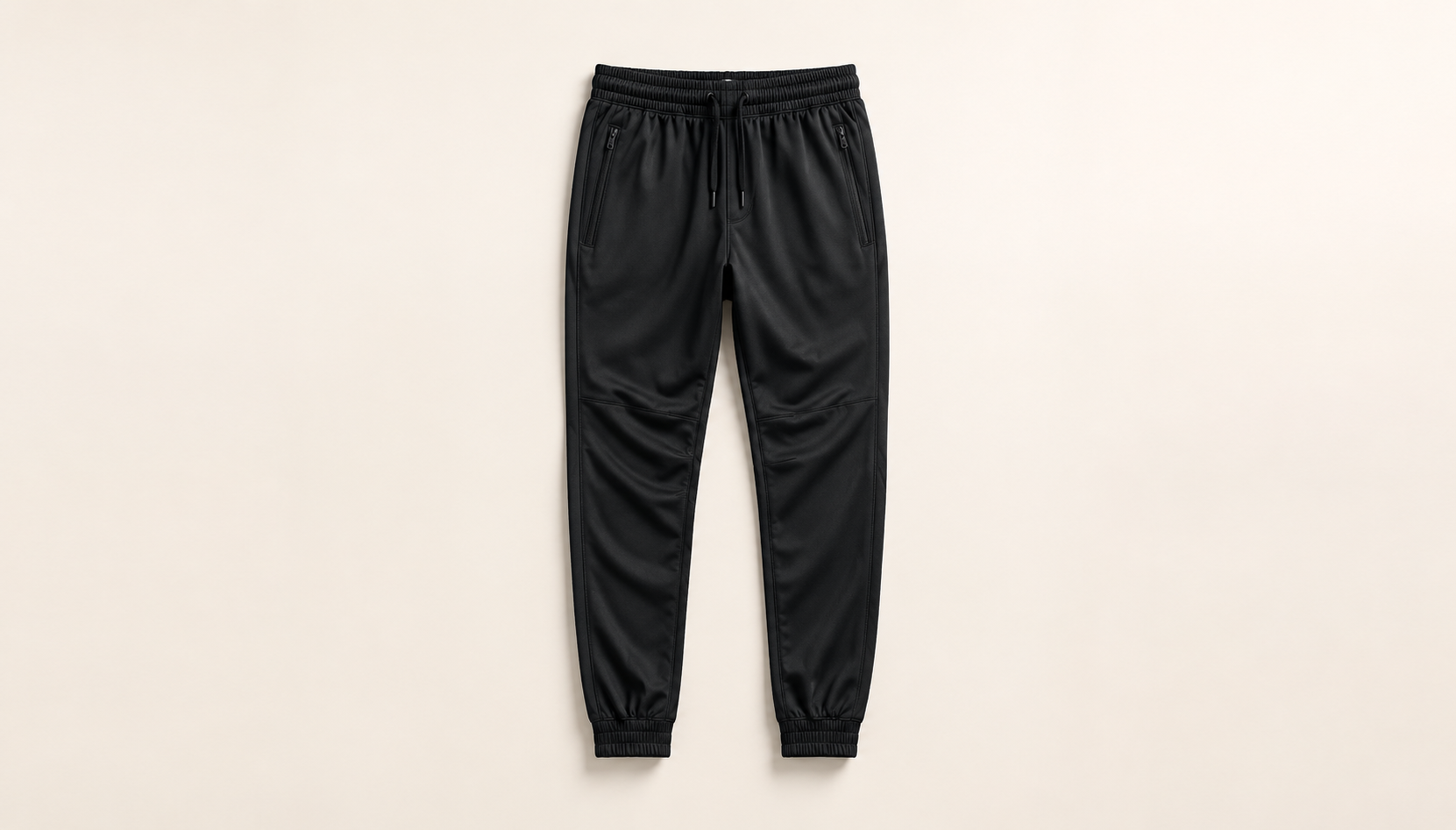 Custom black track pants details