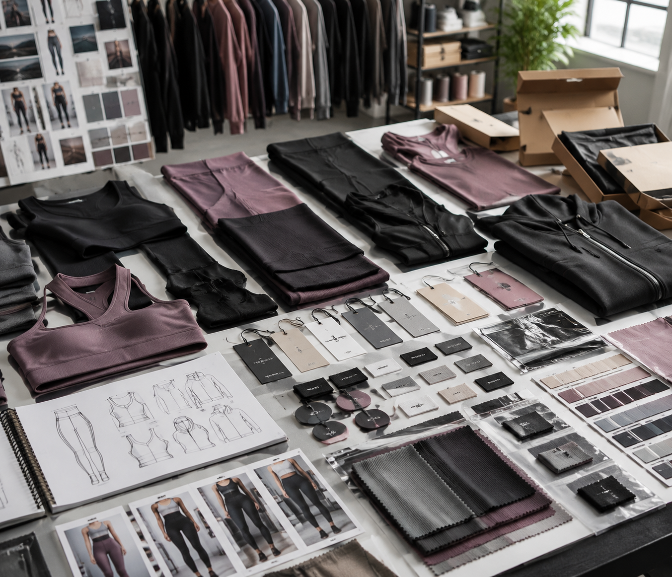 Private label activewear branding and tags