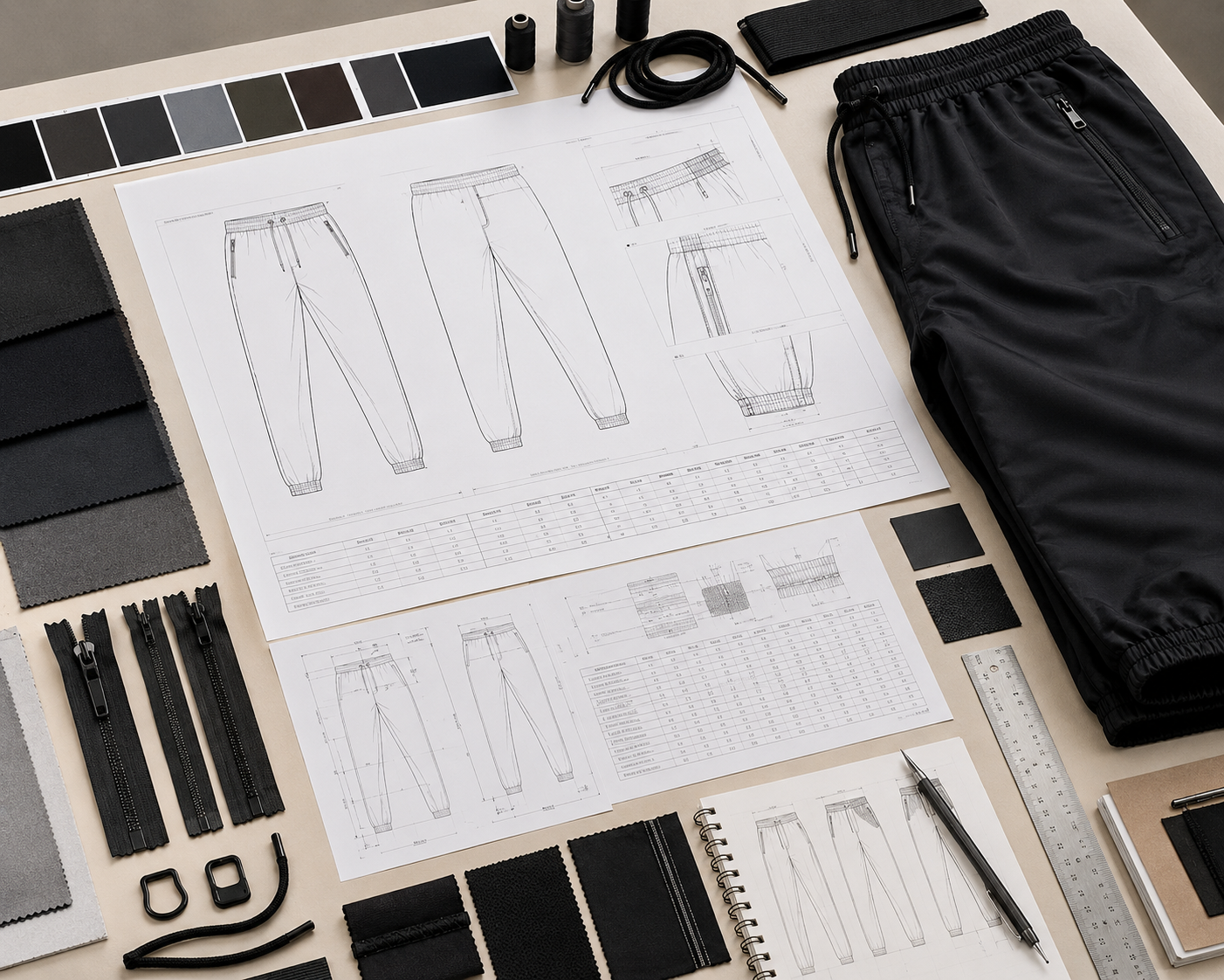 Custom track pants tech pack