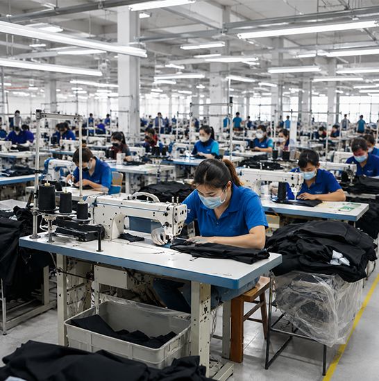Flare pants bulk production