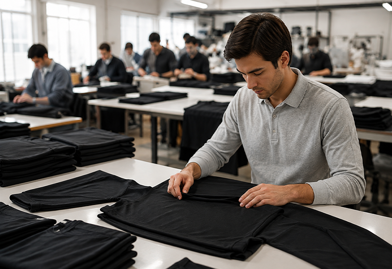 Long sleeve activewear fabric quality inspection