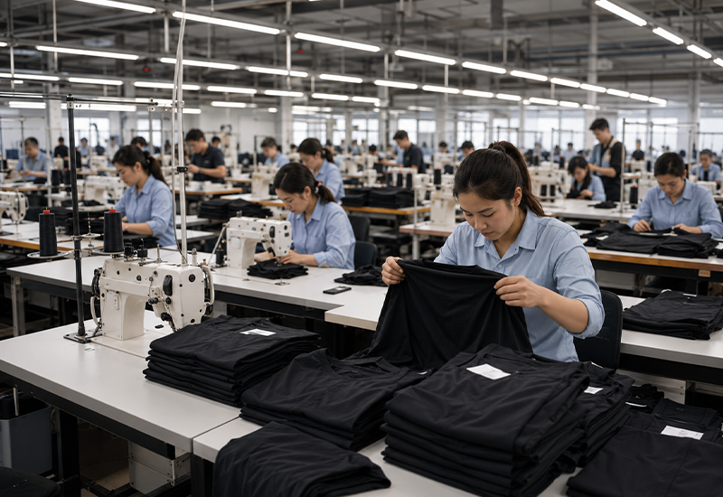 Finished long sleeve activewear final inspection