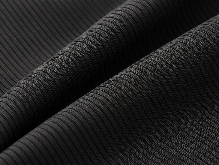 Black ribbed stretch activewear fabric