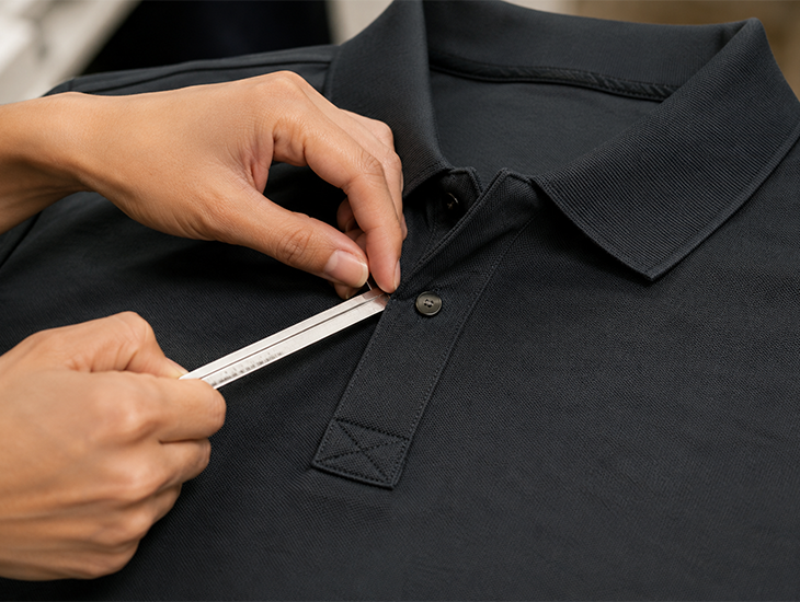 Polo shirt measurement and workmanship inspection