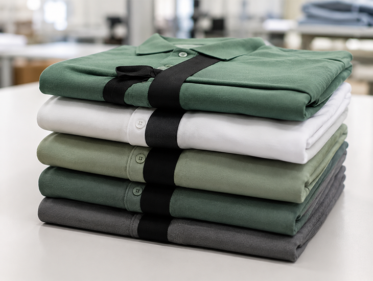 Finished polo shirts ready for final inspection
