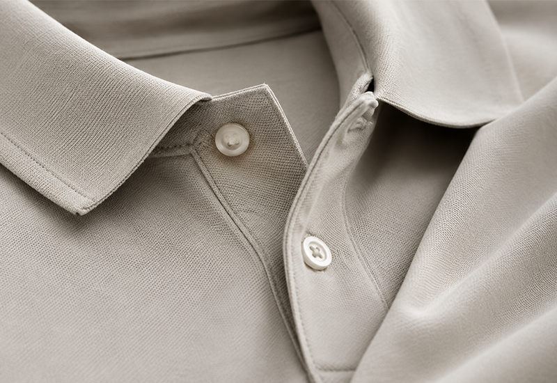Custom polo shirt collar and placket