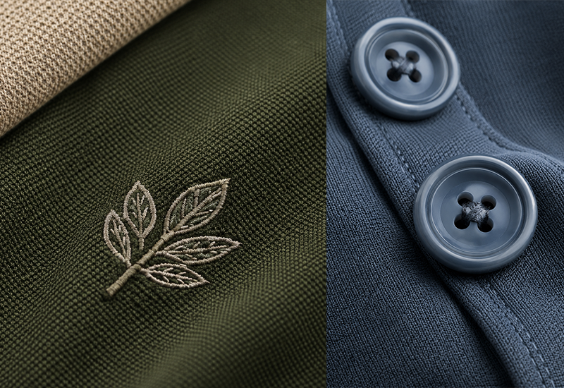 Custom polo shirt embroidery and fabric